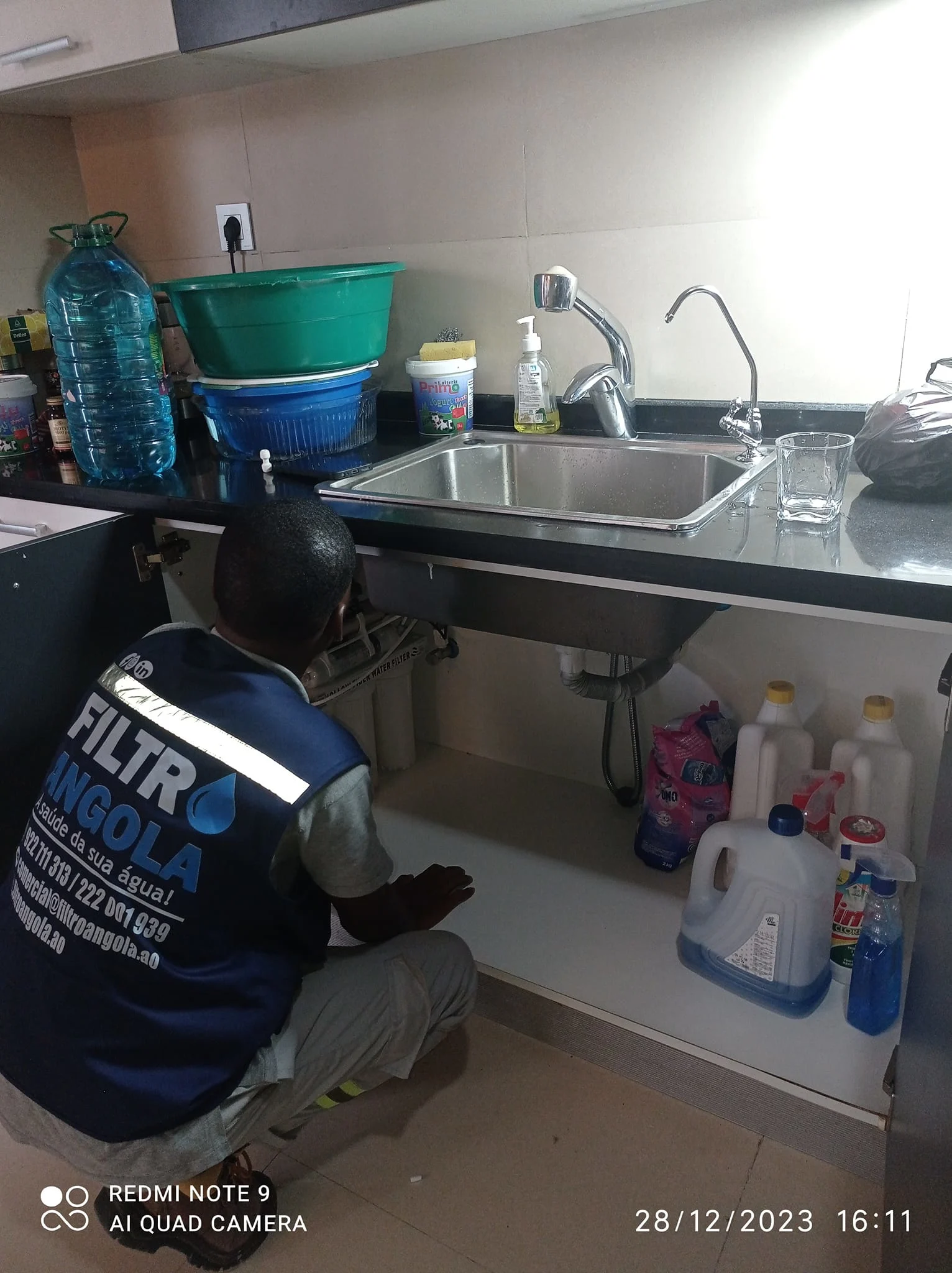 Instalação Purificador Bancada Cozinha Residencial Osmose Inversa Angola